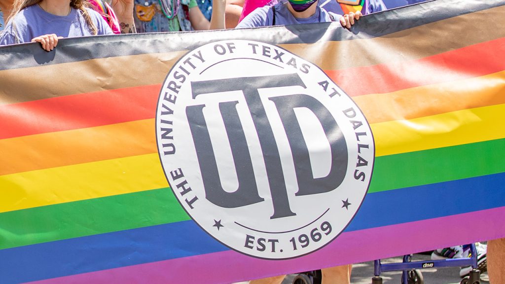 rainbow flag with UTD logo