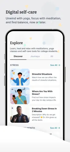 An Apple iPhone screenshot of the TimelyCare app promoting digital self-care.